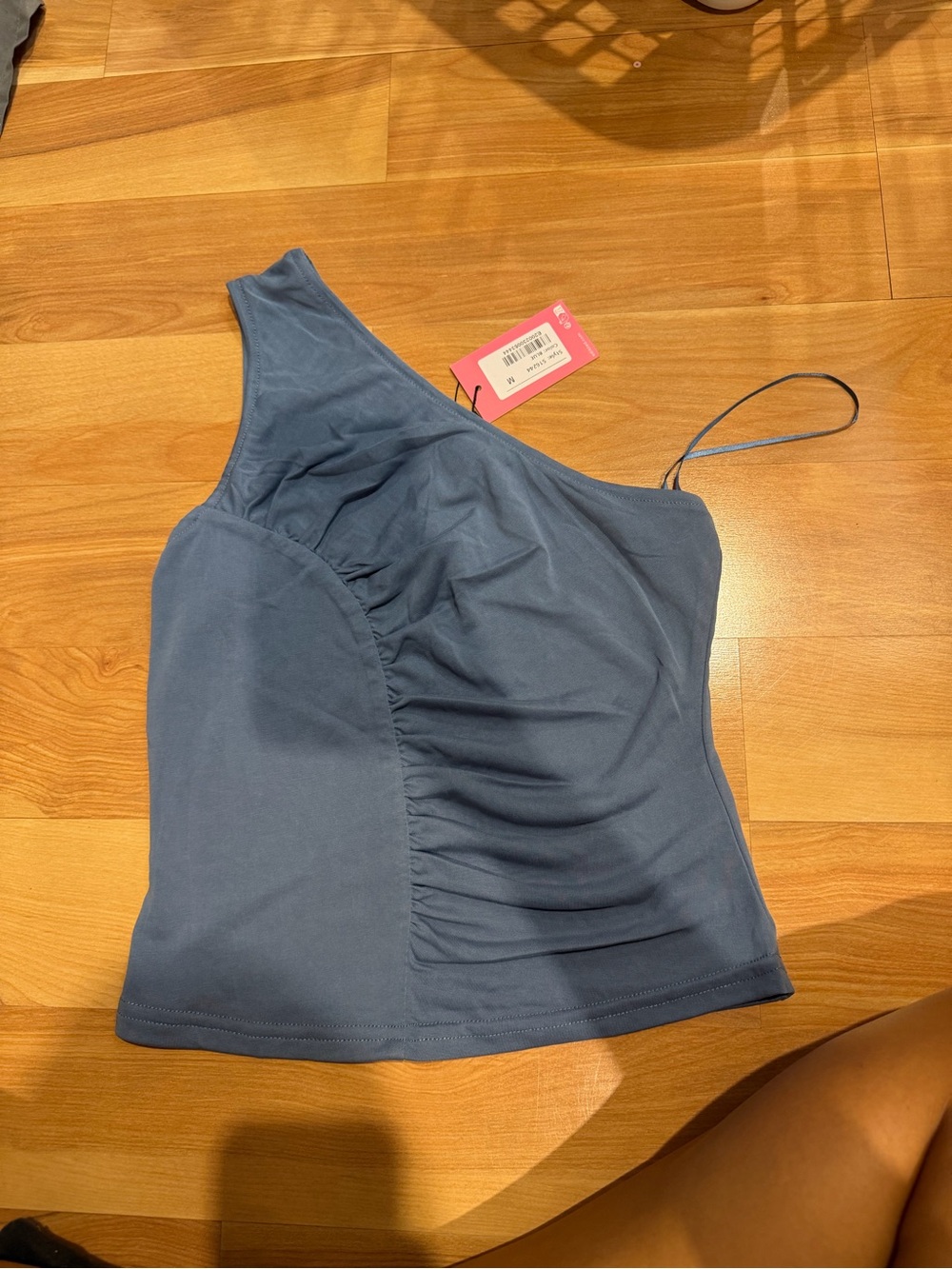 Edikted One-Shoulder Ruched Cami Top - Dusty Blue